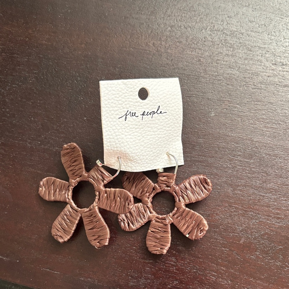 Free People Brown Floral Earrings NWT